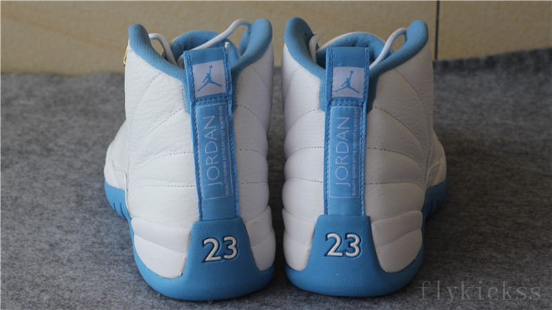 Authentic Air Jordan 12 Melo White University Blue